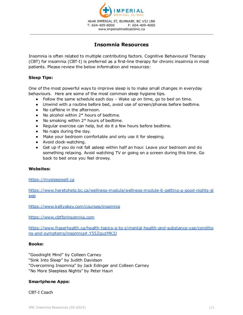 thumbnail of Insomnia Resources