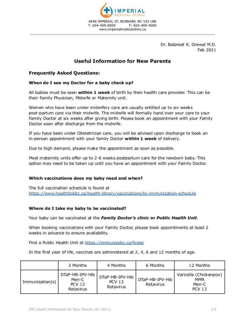 thumbnail of Useful Information for New Parents